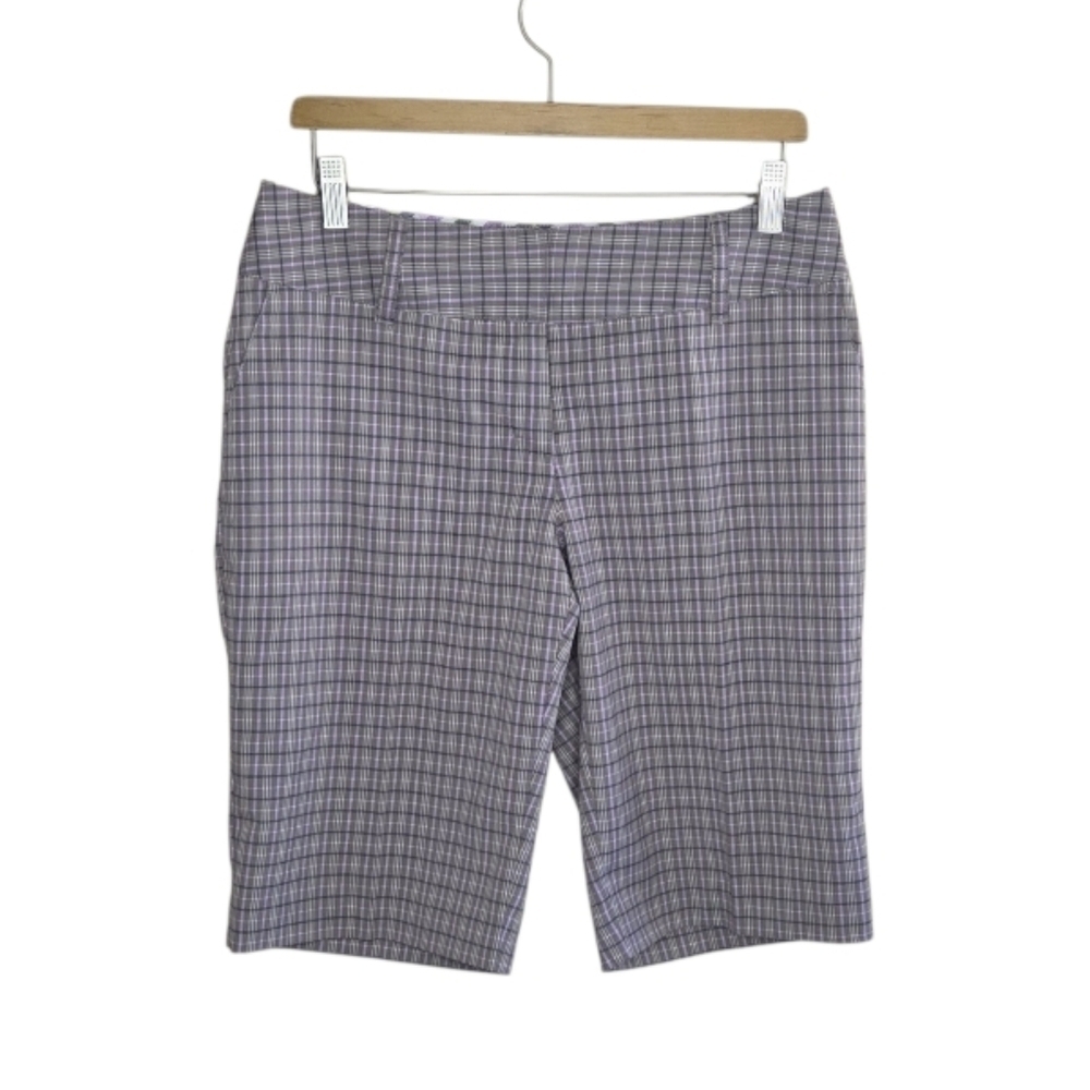 NWT Adidas | Gray Purple Light Green Plaid Bermuda Golf Shorts Size 6